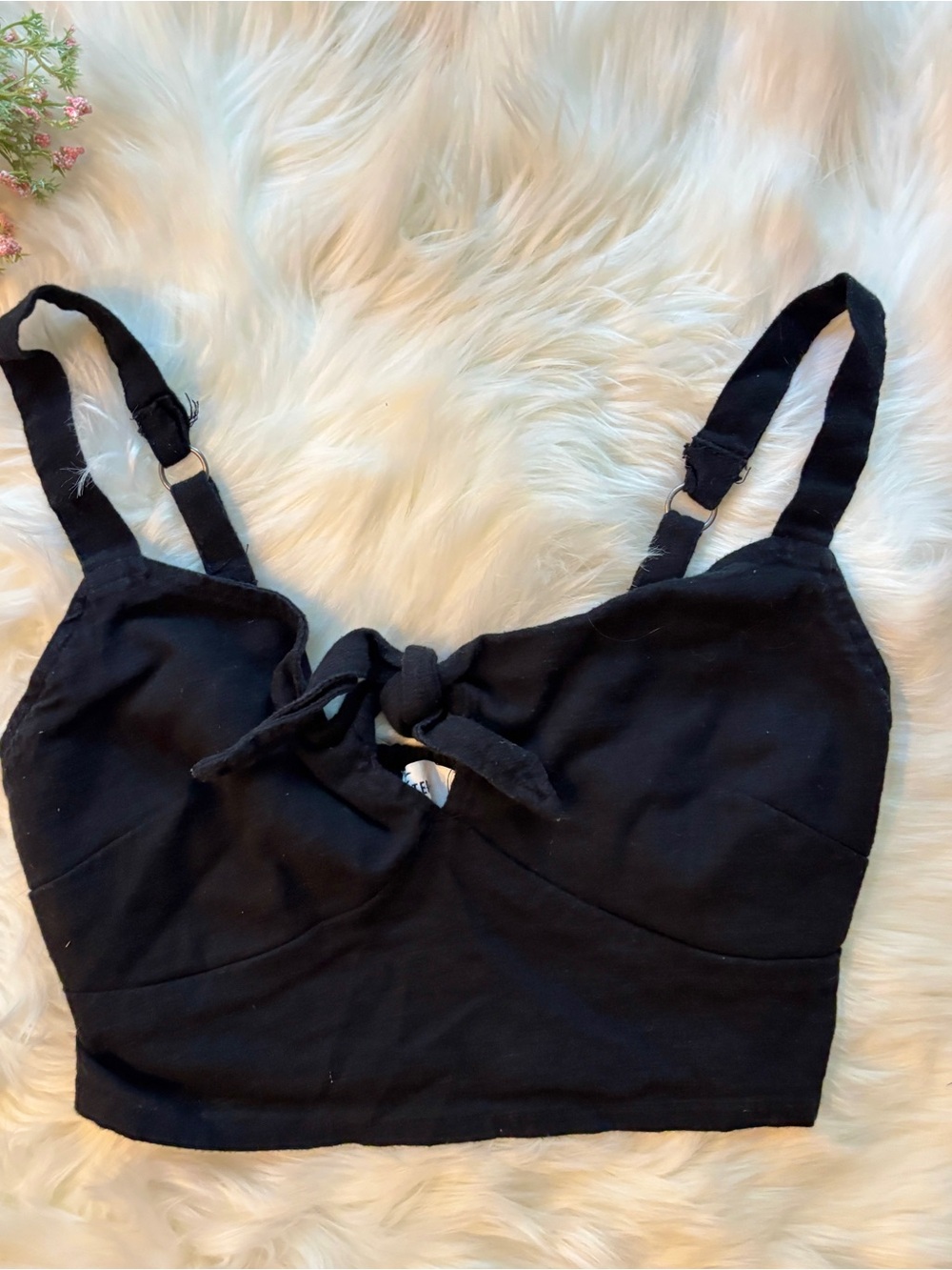 Hollister Black Tie Front Cropped Tank Top
